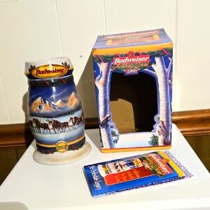 2000 Budweiser Holiday Stein with Horses With Box And Paperwork